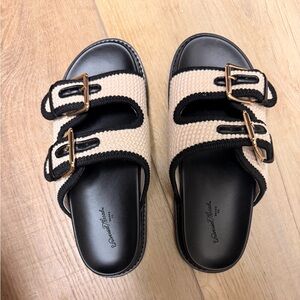 Universal Thread Black and Cream Buckle Sandals